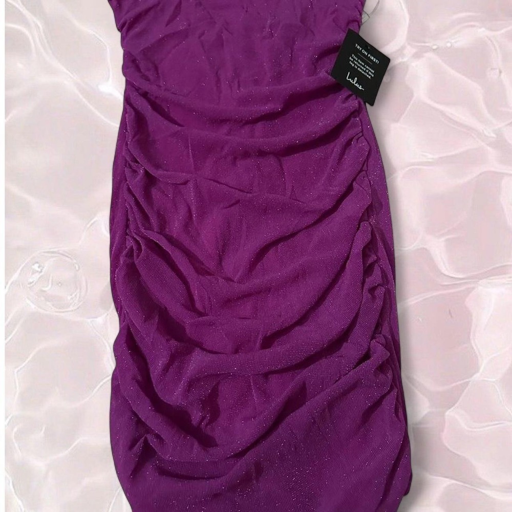 Lulus mesh touched magenta shimmer  mini dress